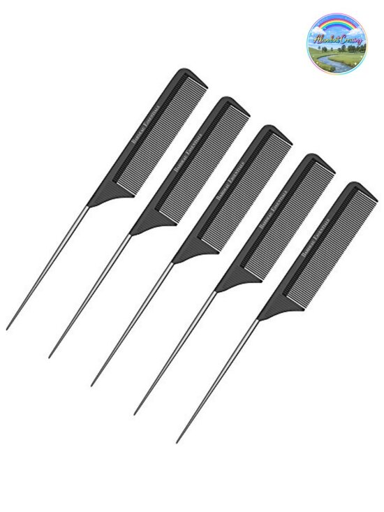 8.8 Inch Tail Comb 5 Pack Carbon Fiber Stainless Steel Pintail Heat Resistant main image 5